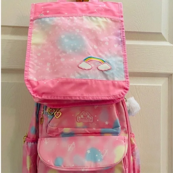 Back to School Whimsical Pink Cloud Backpack with Padded Straps and Lunch Bag - Picture 3 of 5
